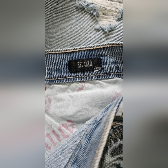 Juicy Couture Light Blue Distressed Jean Shorts with button fly. - Picture 6 of 8